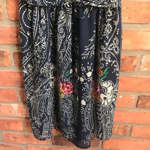 Anthropologie Starting At Stars Boho Ruched Mini Dress Print Sundress Strap Fit - Picture 6 of 13